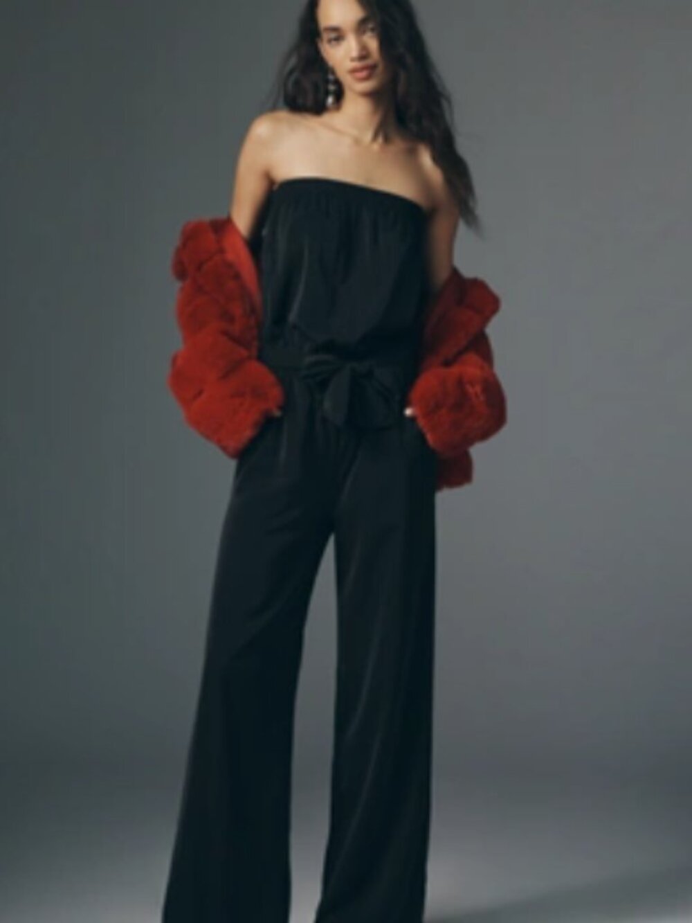 NWT Anthropologie Bishop + Young Gemma Strapless Belted Jumpsuit in Black